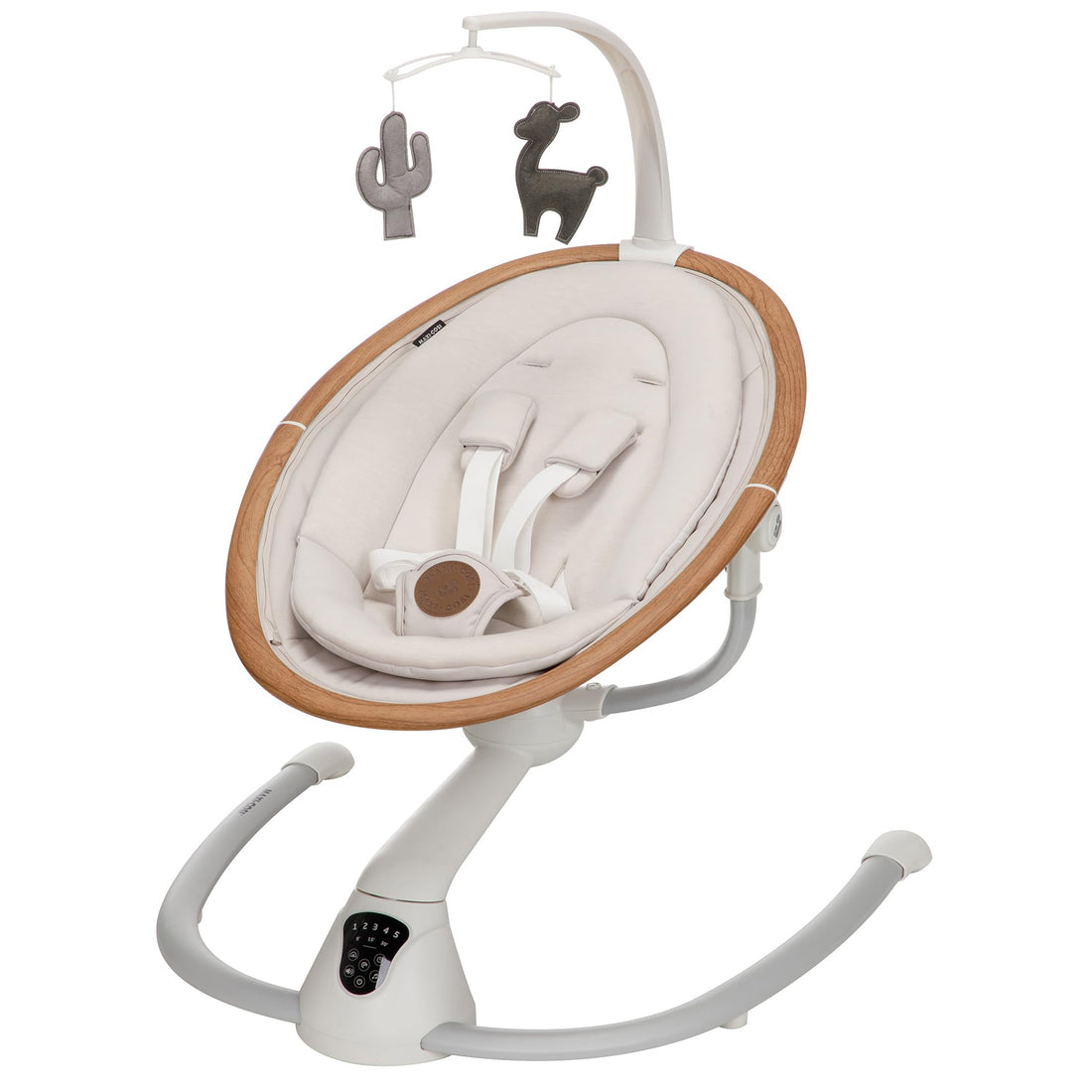 Maxi-Cosi Cassia Baby Swing, infant swing, automatic motion sensor, music, toys, recline, portable, 360 degree rotation, lightweight &amp; foldable, Horizon Sand