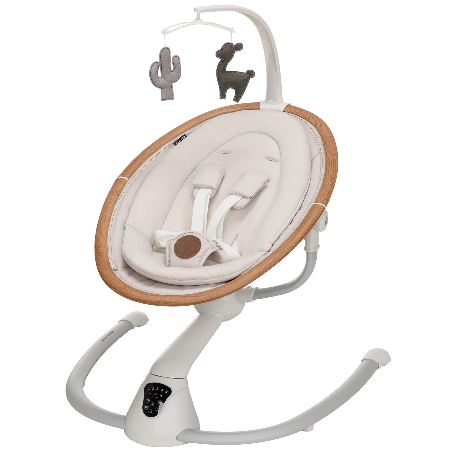 Maxi-Cosi Cassia Baby Swing, infant swing, automatic motion sensor, music, toys, recline, portable, 360 degree rotation, lightweight &amp; foldable, Horizon Sand
