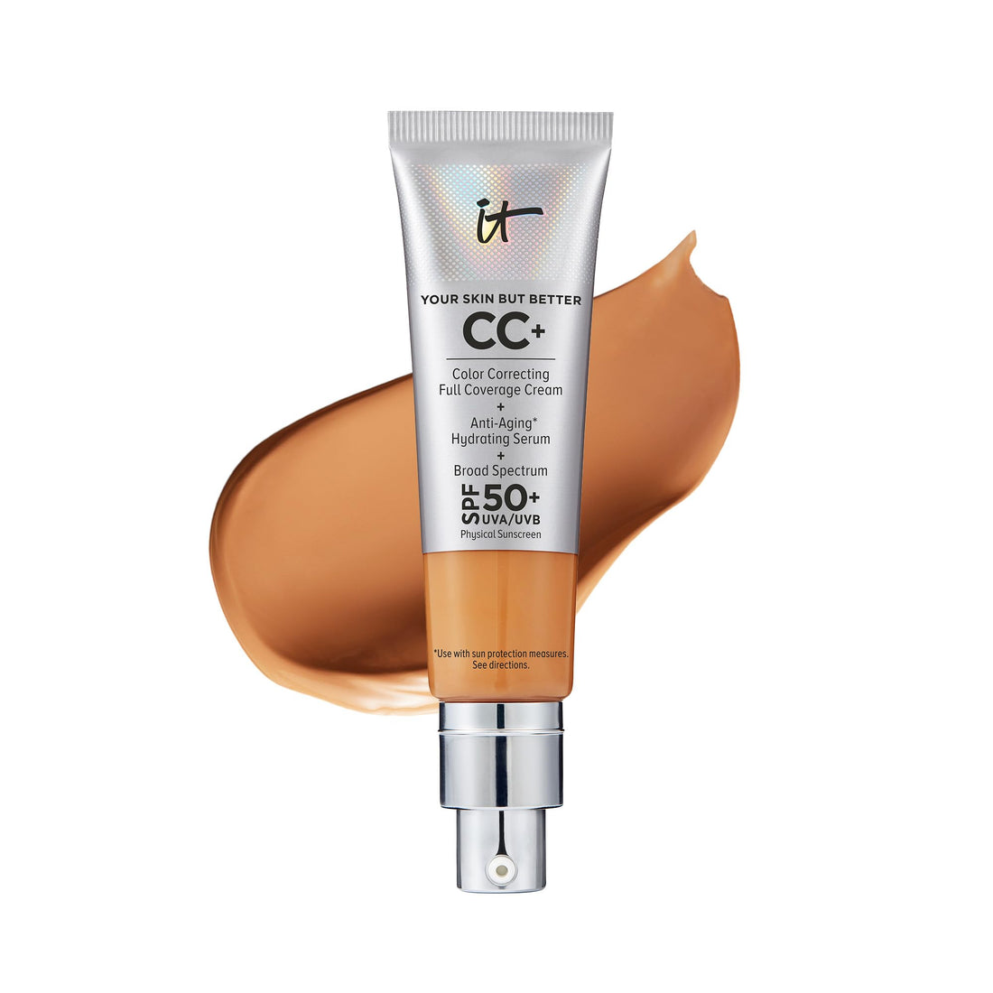 IT Cosmetics Your Skin But Better CC+ Cream - Color Correcting Cream, Full-Coverage Foundation, Hydrating Serum &amp; SPF 50+ Sunscreen - Natural Finish - 1.08 fl oz