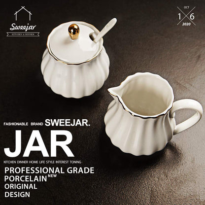 Sweejar Royal Ceramic Teapot &amp; Sugar and Creamer Set(White)