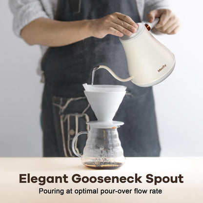 Mecity Electric Gooseneck Kettle With Keep Warm Function &amp; LCD Display Automatic Shut Off Coffee Kettle Temperature Control Pour Over Kettle 1200 Watt, 0.8L, 120V, Off White