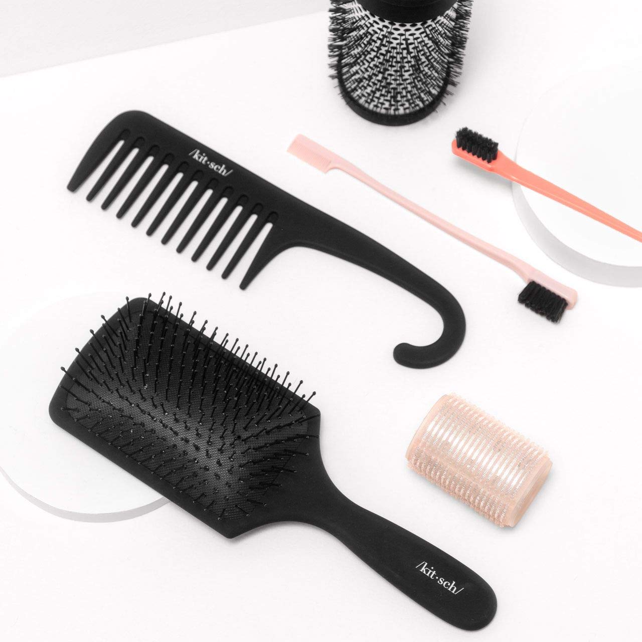 Kitsch Wet Dry Brush Detangling Brush - Soft Bristle Hair Brushes for Women | Straight &amp; Curly Hair Brush | Hairbrush for All Hair Types | Hair Detangler Brush | Travel Hair Brush &amp; Detangling Comb
