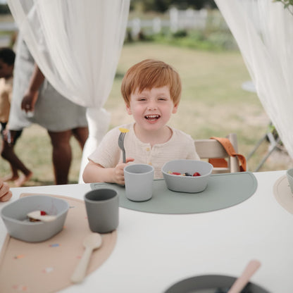 mushie Flatware Fork and Spoon Set for Kids | Made in Denmark (Sage)