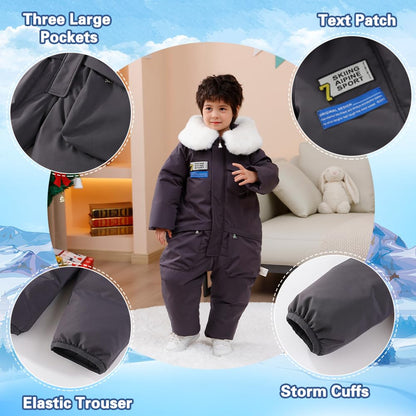Xifamniy Toddler Snowsuit 2T 3T 4T 5T Ski Suit Baby Boy Girl Winter Clothes Coat Outwear Snow Suit Hooded Romper Jumpsuit
