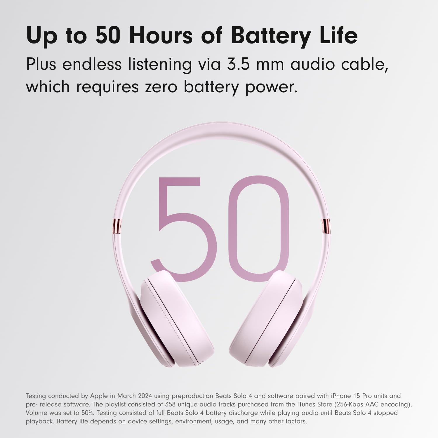Beats Solo 4 - Wireless Bluetooth On-Ear Headphones, Apple &amp; Android Compatible, Up to 50 Hours of Battery Life - Cloud Pink