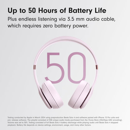 Beats Solo 4 - Wireless Bluetooth On-Ear Headphones, Apple &amp; Android Compatible, Up to 50 Hours of Battery Life - Cloud Pink