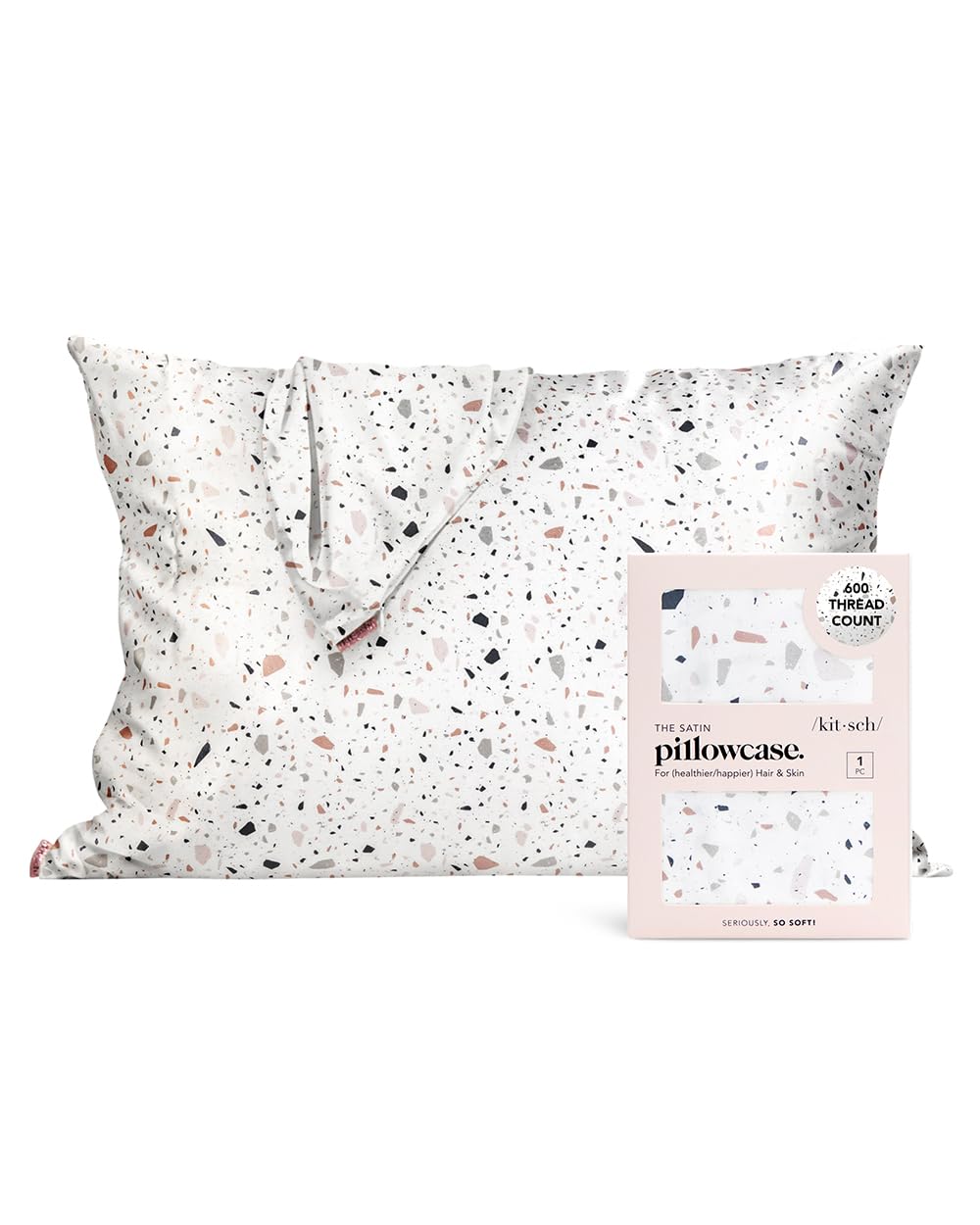 Kitsch Satin Pillowcase with Zipper for Hair &amp; Skin, Softer Than Silk Pillow Cases Queen, Smooth Pillow Covers, Machine Washable, Wrinkle-Free, Cooling Satin Pillow Cases Standard Size 19&quot;x26&quot;, Ivory