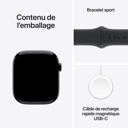Apple Watch Series 10 [GPS 46mm] Smartwatch with Jet Black Aluminium Case with Black Sport Band. Fitness Tracker, ECG App, Always-On Retina Display, Water-Resistant