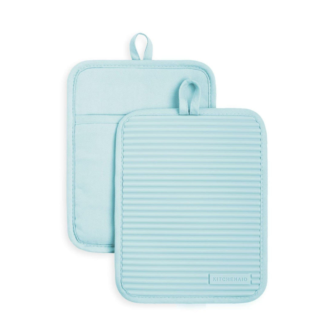 KitchenAid Ribbed Soft Silicone Water Resistant Pot Holder Set, Milkshake , 2 Piece Set, 7&quot;x9&quot;