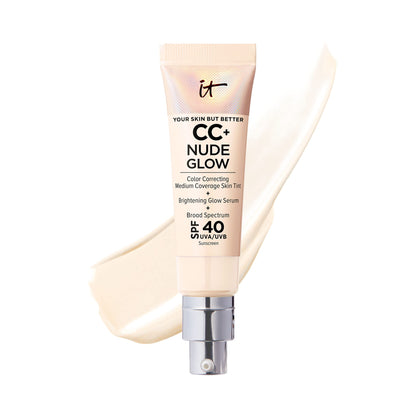 IT Cosmetics CC+ Nude Glow Lightweight Foundation + Glow Serum with SPF 40 - With Niacinamide, Hyaluronic Acid &amp; Green Tea Extract - 1.08 fl oz