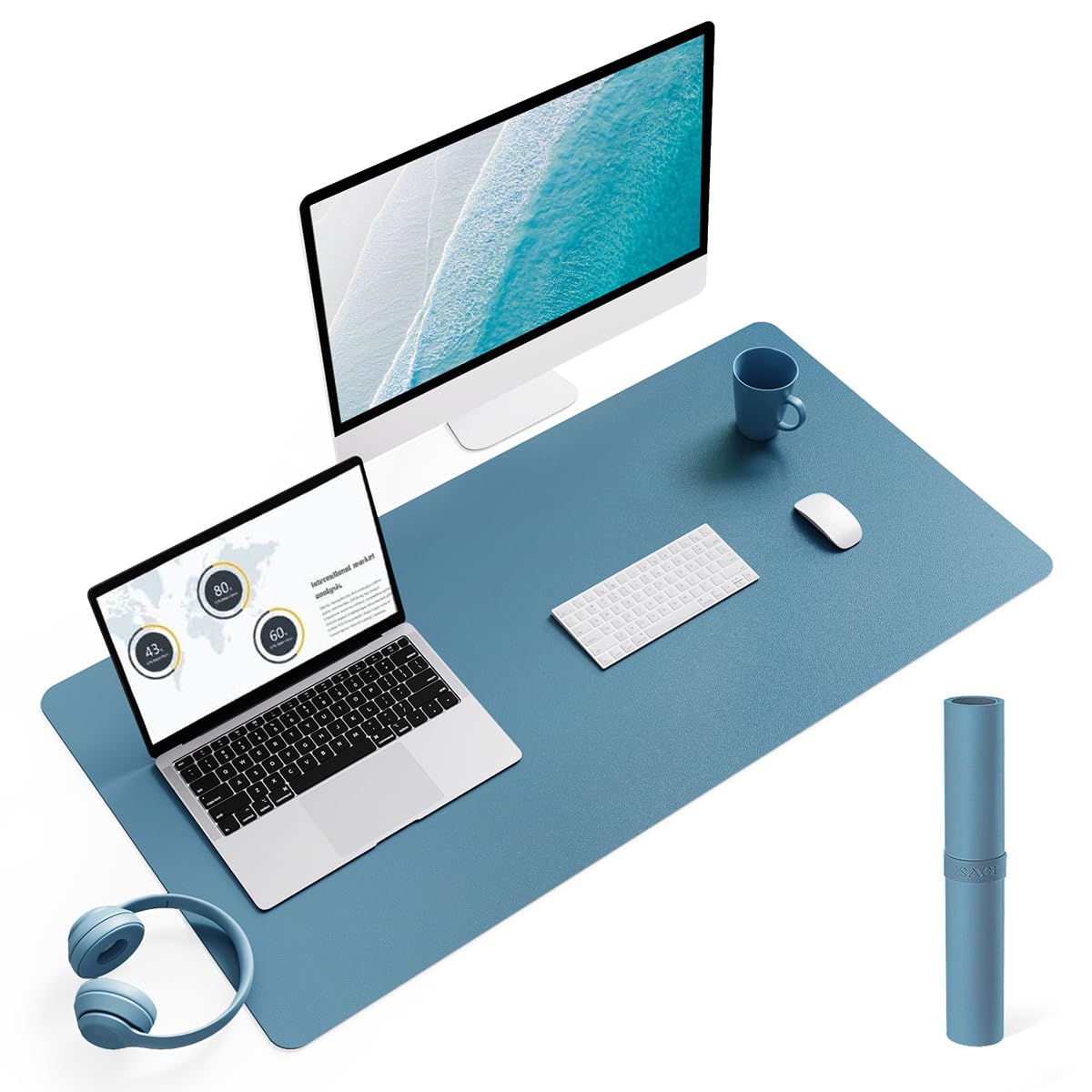 Non-Slip Desk Pad,Mouse Pad,Waterproof PVC Leather Desk Table Protector,Ultra Thin Large Desk Blotter, Easy Clean Laptop Desk Writing Mat for Office Work/Home/Decor(Pink, 23.6&quot; x 13.7&quot;)