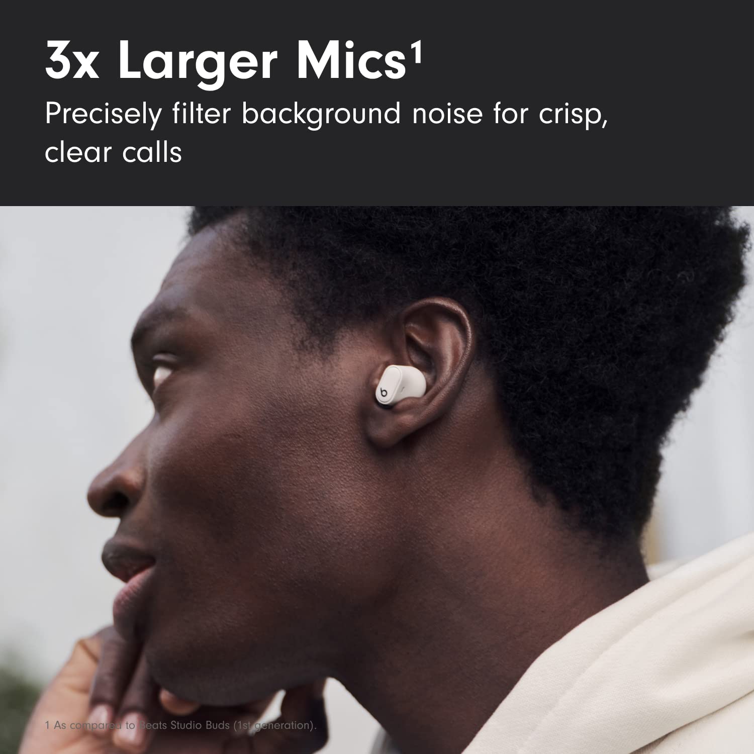 Beats Studio Buds + | True Wireless Noise Cancelling Earbuds, Enhanced Apple &amp; Android Compatibility, Built-in Microphone, Sweat Resistant Bluetooth Headphones, Spatial Audio - Ivory