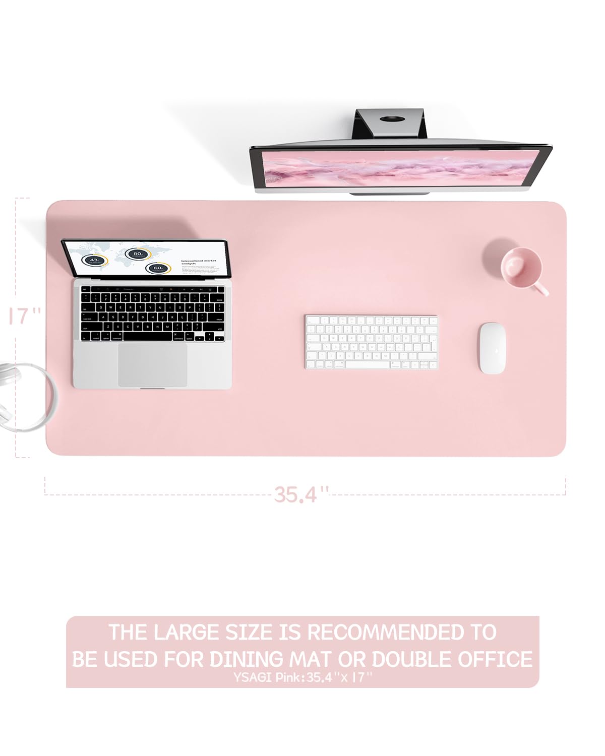 Non-Slip Desk Pad,Mouse Pad,Waterproof PVC Leather Desk Table Protector,Ultra Thin Large Desk Blotter, Easy Clean Laptop Desk Writing Mat for Office Work/Home/Decor(Pink, 23.6&quot; x 13.7&quot;)