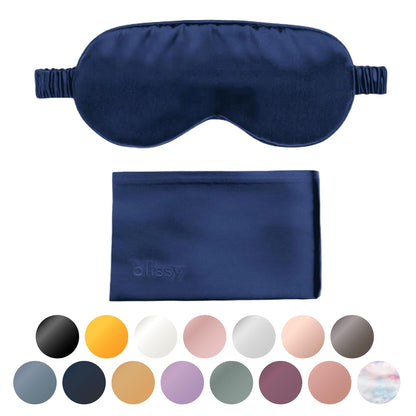 Blissy Silk Sleep Mask - Silk Eye Sleeping Mask for Women &amp; Men for Total Blackout - Silk Eye Mask - 100% Pure Mulberry Silk, 22 Momme 6a Fibers - Blindfold Silk Sleep Mask Side Sleeper Eye Cover