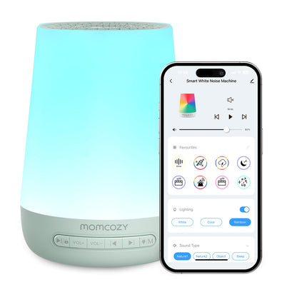 Baby Sound Machine, Momcozy White Noise Machine for Baby Sleeping with Night Light, Toddler Sleep Trainer 34 Soothing Sleep Sounds, Timer, App Remote Control, Personal Sleep Routine Alarm Clock(Blue)