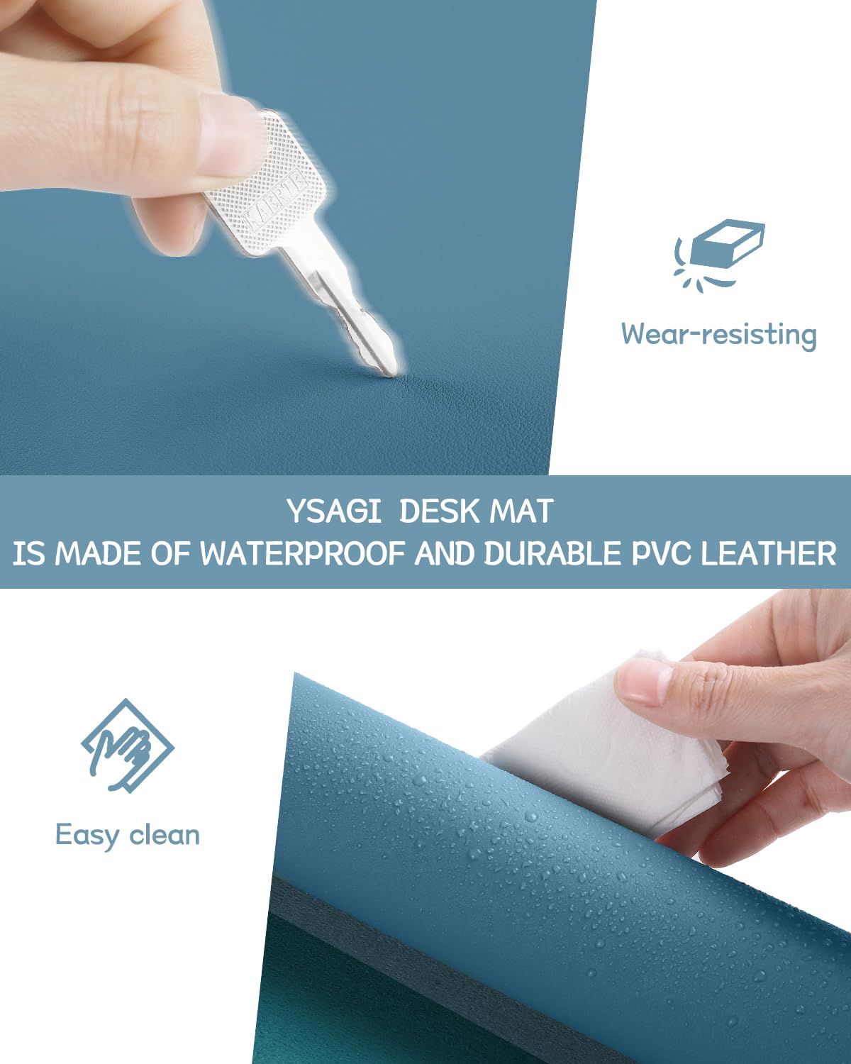 Non-Slip Desk Pad,Mouse Pad,Waterproof PVC Leather Desk Table Protector,Ultra Thin Large Desk Blotter, Easy Clean Laptop Desk Writing Mat for Office Work/Home/Decor(Pink, 23.6&quot; x 13.7&quot;)