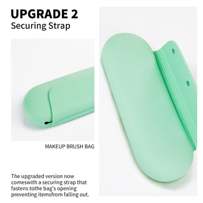 AGIKET Silicone Makeup Brush Holder Travel Cosmetic Bag：Soft Portable Cosmetic Face Brushes Holder with Upgrade Anti-Fall Out Magnetic Closure, Large Travel Makeup Brush Case - Walnut