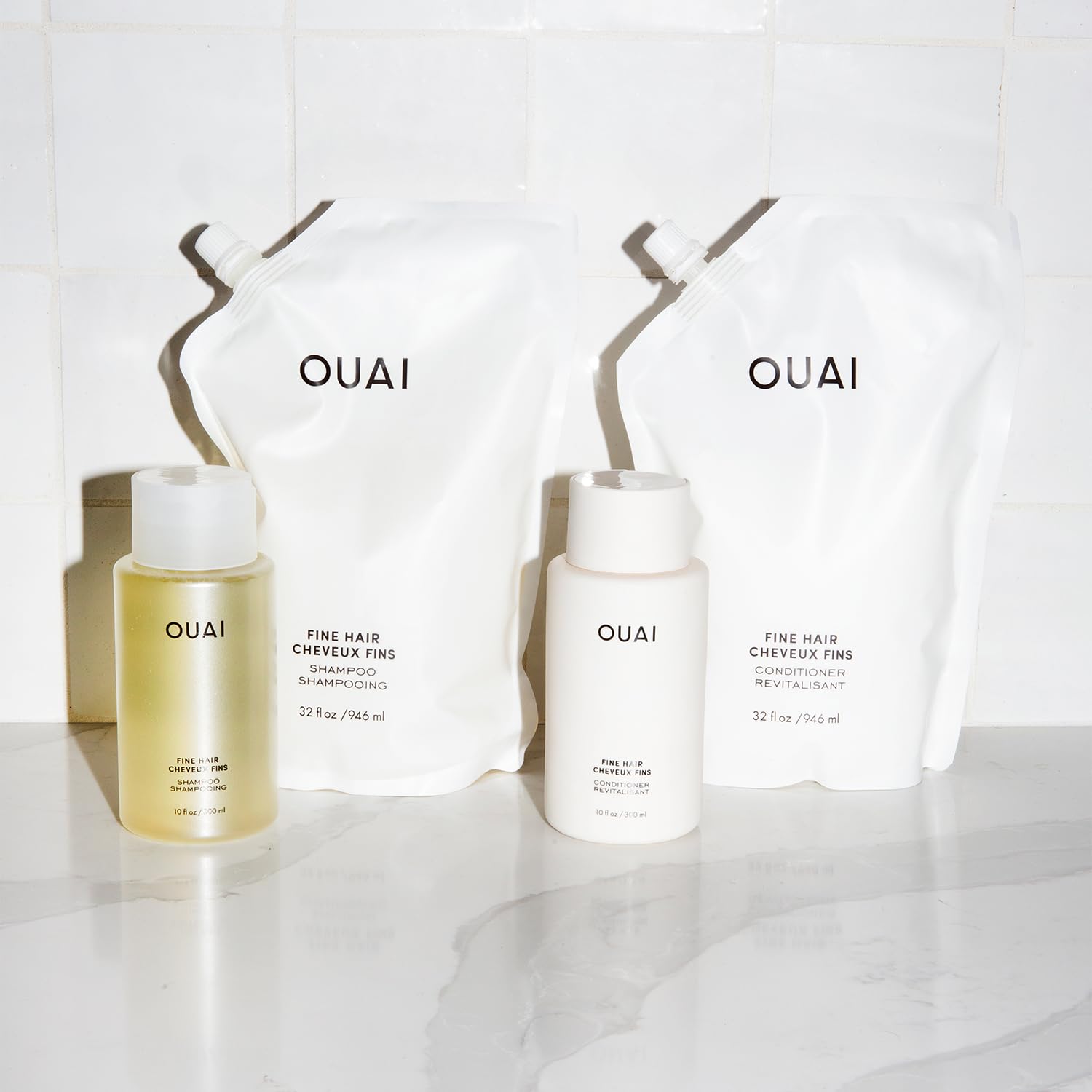 OUAI Fine Shampoo - Volumizing Shampoo with Strengthening Keratin, Biotin &amp; Chia Seed Oil for Fine Hair - Delivers Clean, Weightless Body - Paraben, Phthalate &amp; Sulfate Free Hair Care - 10 fl oz