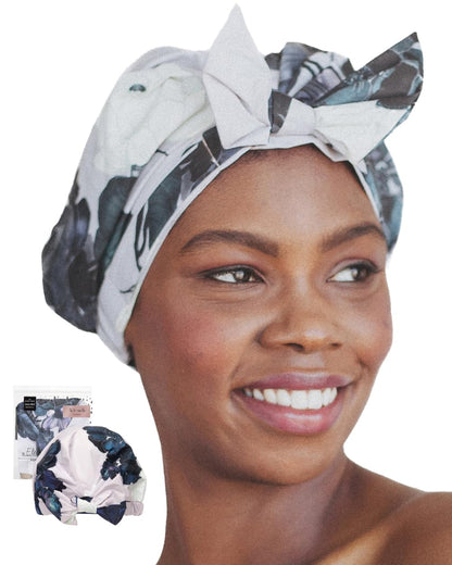 Kitsch Luxury Shower Cap for Women - Reusable Shower Cap for Long Hair with Non Slip Silicon Grip | Waterproof Hair Cap for Shower with One Size Fits Most | Stylish Hair Cover for Shower (Blush Dot)