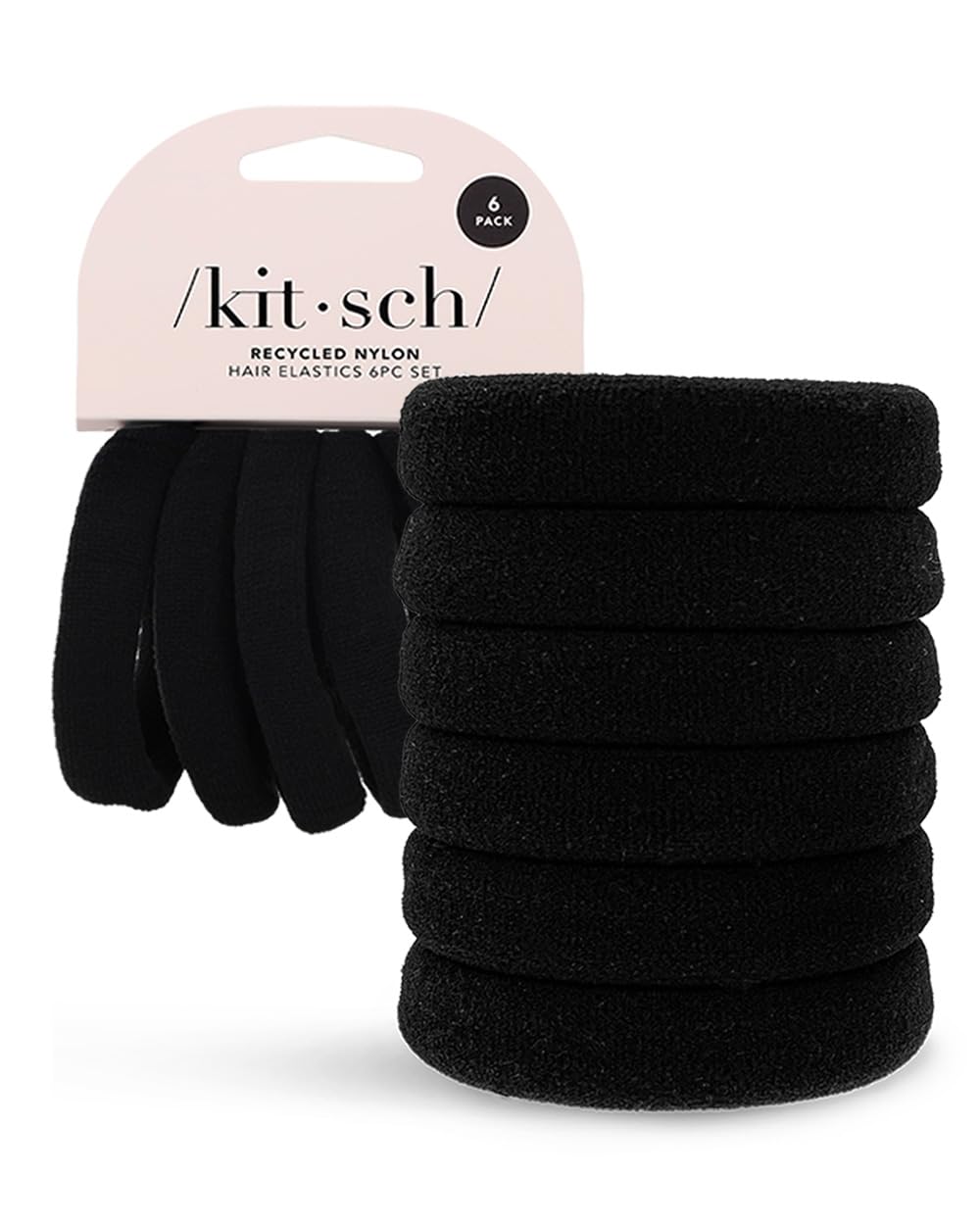 Kitsch Nylon Hair Elastics, No Tangle &amp; No Breakage Hair Ties for Ponytails, Updos &amp; Braids, For All Hair Types, Seamless, Damage Free Hair Accessories for Girls &amp; Women, Blush, 20pcs