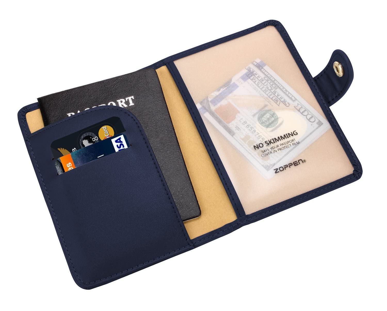 Zoppen RFID Blocking Travel Passport Holder Cadanian Passport Cover Slim Id Card Case (