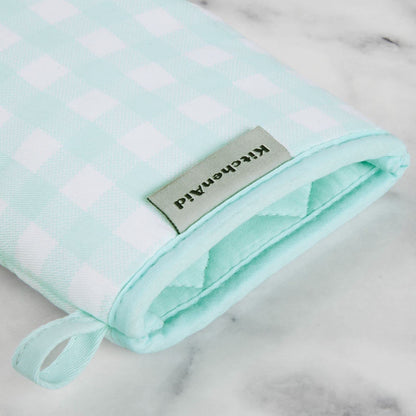 KitchenAid Gingham Mini Oven Mitt 2-Pack Set, Milkshake Tan, 5.5&quot;x8&quot;
