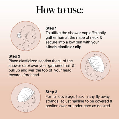 Kitsch Luxury Shower Cap for Women - Reusable Shower Cap for Long Hair with Non Slip Silicon Grip | Waterproof Hair Cap for Shower with One Size Fits Most | Stylish Hair Cover for Shower (Blush Dot)