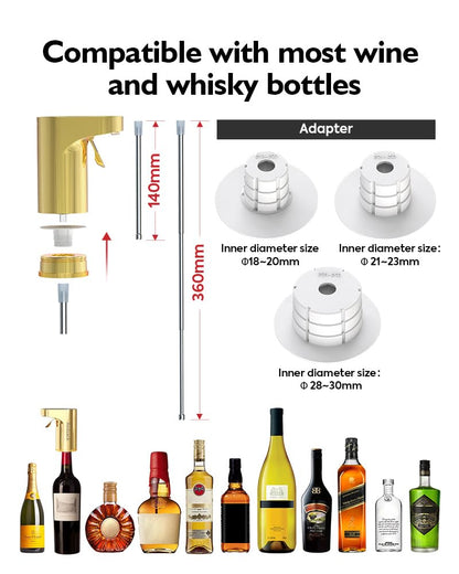 Electric Wine Decanter Aerator Dispenser Pourer Whiskey Adjustable Quantity Liquor Wine Pump Birthday Gift for Men Women Mom Dad Boss Brother Husband Funny Unique Gifts for Him (White)