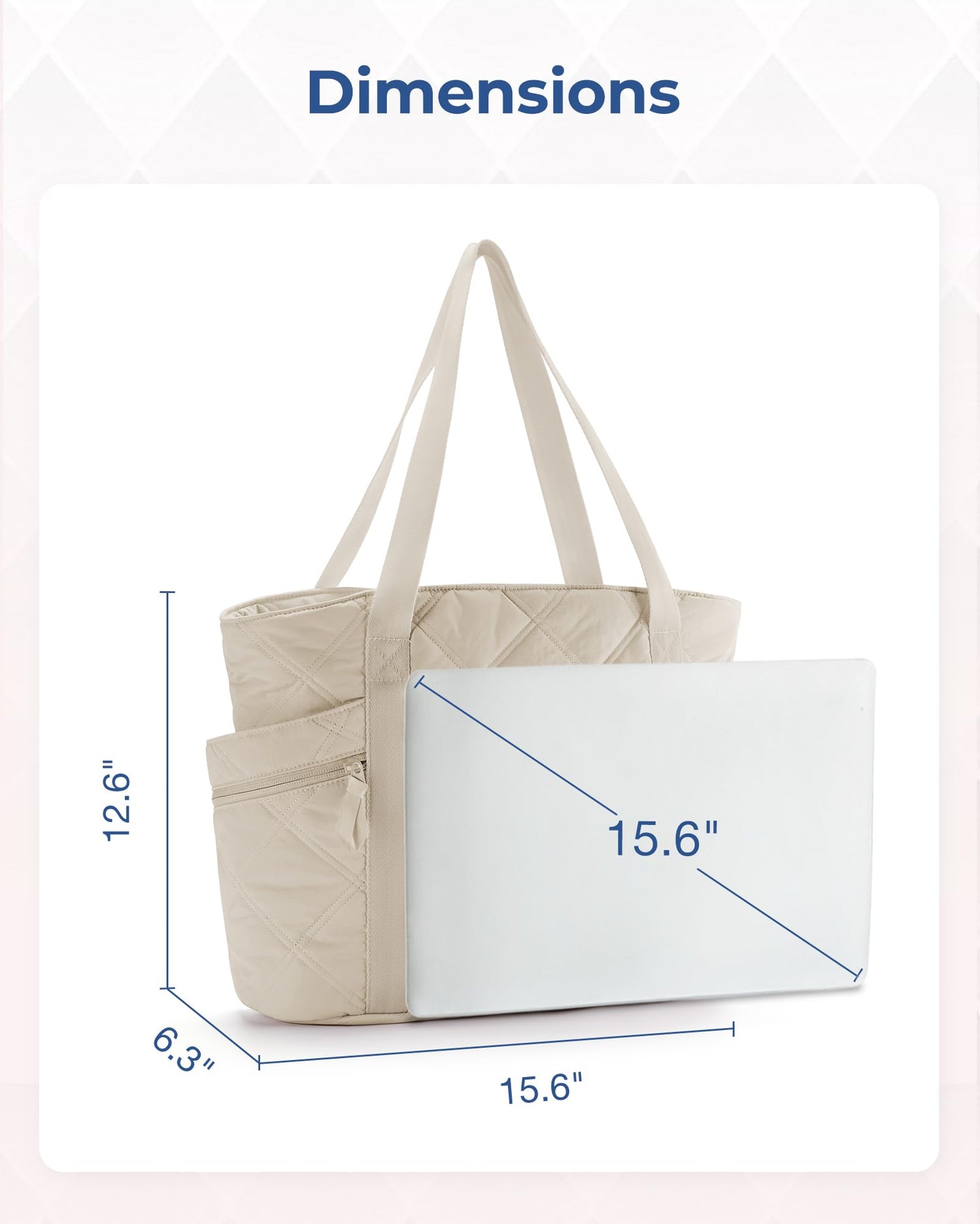 BAGSMART Tote Bag for Women, Puffer Tote Bags with Zipper, Travel Essentials Quilted Nurse Bag Carry On Bag Gifts for Women