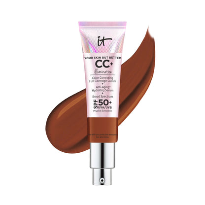 IT Cosmetics Your Skin But Better CC+ Cream Illumination - Color Correcting Cream, Full-Coverage Foundation, Hydrating Serum &amp; SPF 50+ Sunscreen Radiant Finish 1.08 fl oz