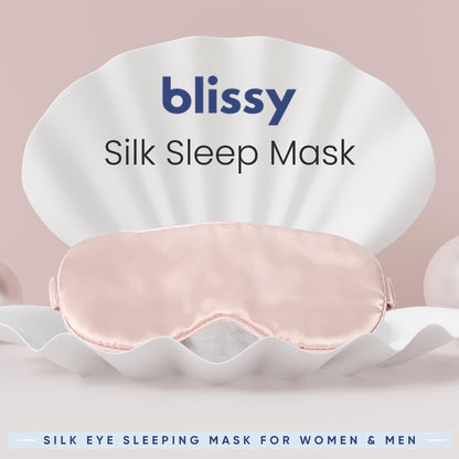 Blissy Silk Sleep Mask - Silk Eye Sleeping Mask for Women &amp; Men for Total Blackout - Silk Eye Mask - 100% Pure Mulberry Silk, 22 Momme 6a Fibers - Blindfold Silk Sleep Mask Side Sleeper Eye Cover