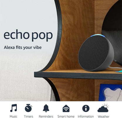 Amazon Echo Pop (newest model), Full sound compact smart speaker with Alexa, Lavender Bloom