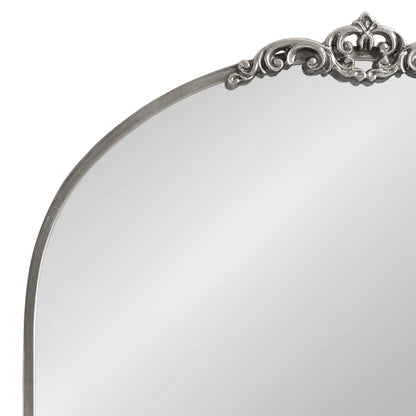 Kate and Laurel Myrcelle Traditional Arched Mirror, 25 x 33, Gold, Decorative Large Arch Mirror with Ornate Garland Detailing Along The Crown and Edges of The Frame