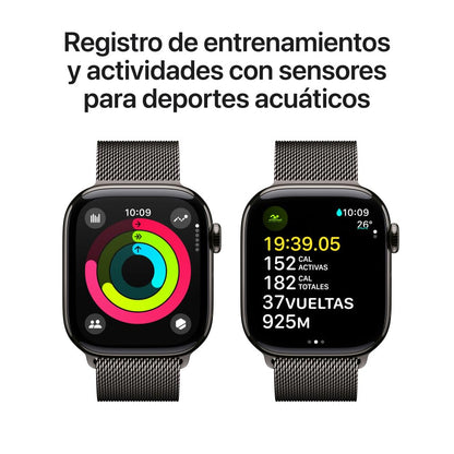Apple Watch Series 10 [GPS 46mm] Smartwatch with Jet Black Aluminium Case with Black Sport Band. Fitness Tracker, ECG App, Always-On Retina Display, Water-Resistant