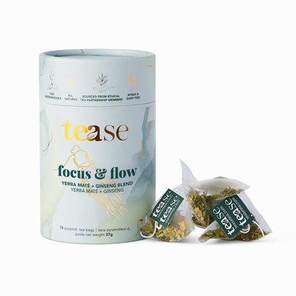 Tease Tea Organic Tea Tube Gift Set | 15 Piece Botanical Pyramid Tea Bag Infuser Sachets Loose Leaf Support Citrusy Blend with Rooibos, Peppermint, Valerian Root Caffeine Free 37g (Golden Slumbers)