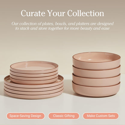 Our Place Dinner Bowls - Set of Four 8.5&quot; Handcrafted Ceramic Bowls | Half-Plate, Half-Bowl Design for Pasta, Salads, &amp; More | Chip-Resistant, Restaurant-Grade, Stackable | Steam