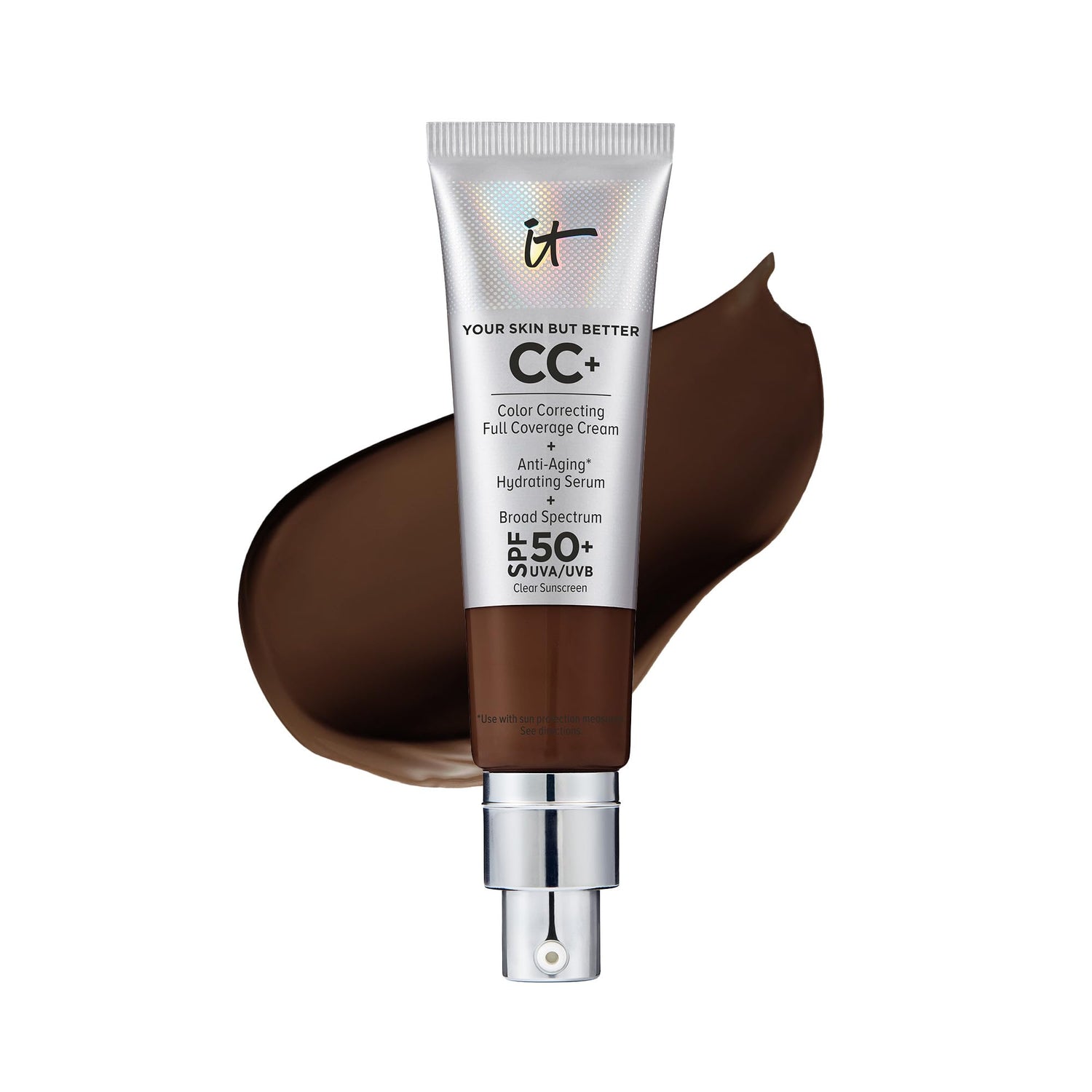 IT Cosmetics Your Skin But Better CC+ Cream - Color Correcting Cream, Full-Coverage Foundation, Hydrating Serum &amp; SPF 50+ Sunscreen - Natural Finish - 1.08 fl oz