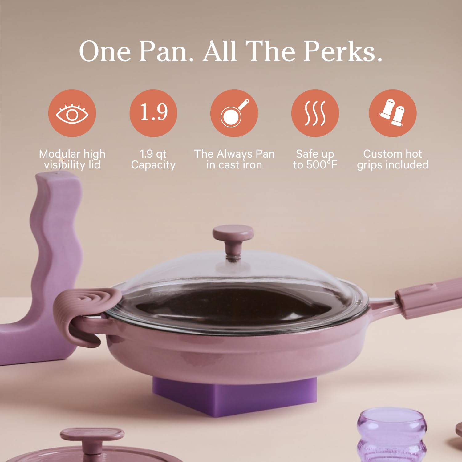Our Place Cast Iron Always Pan | Premium Enameled, Toxin-Free Surface | 10-inch 8-in-1 Multifunctional Cookware System | Lid, Handle Covers | Heavy Duty Skillet | Oven &amp; High Heat Safe | Sage