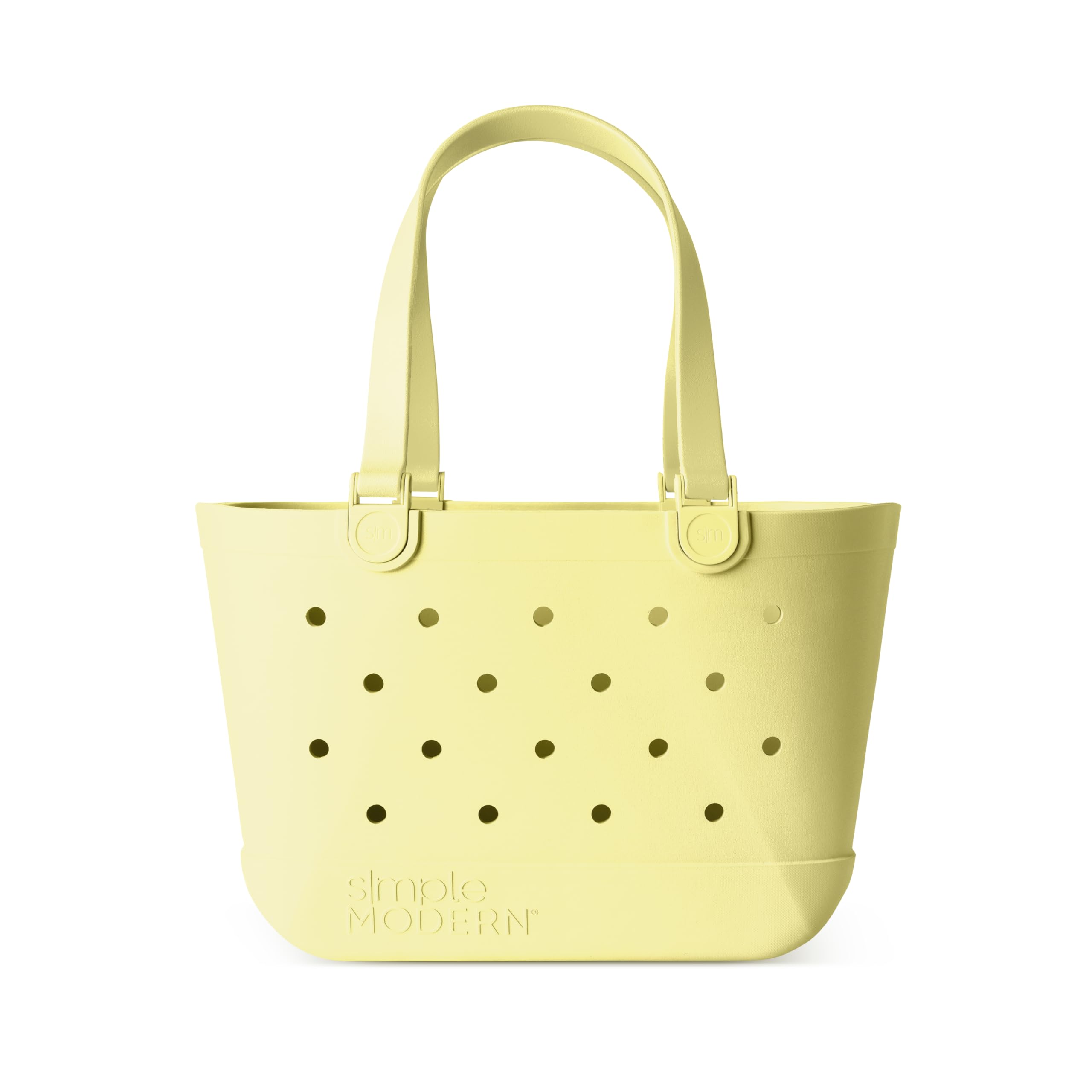 Simple Modern Beach Bag Rubber Tote | Waterproof Medium Tote Bag with Zipper Pocket for Pool, Groceries, Sports | Gifts For Women | Getaway Bag Collection | Almond Birch