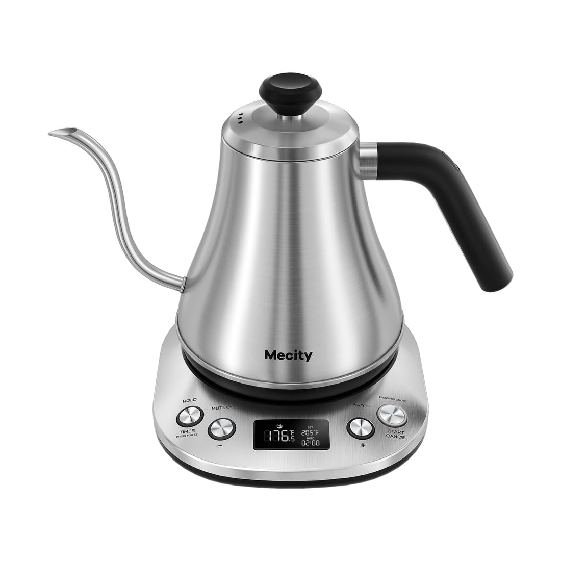 Mecity Electric Gooseneck Kettle With Keep Warm Function &amp; LCD Display Automatic Shut Off Coffee Kettle Temperature Control Pour Over Kettle 1200 Watt, 0.8L, 120V, Off White