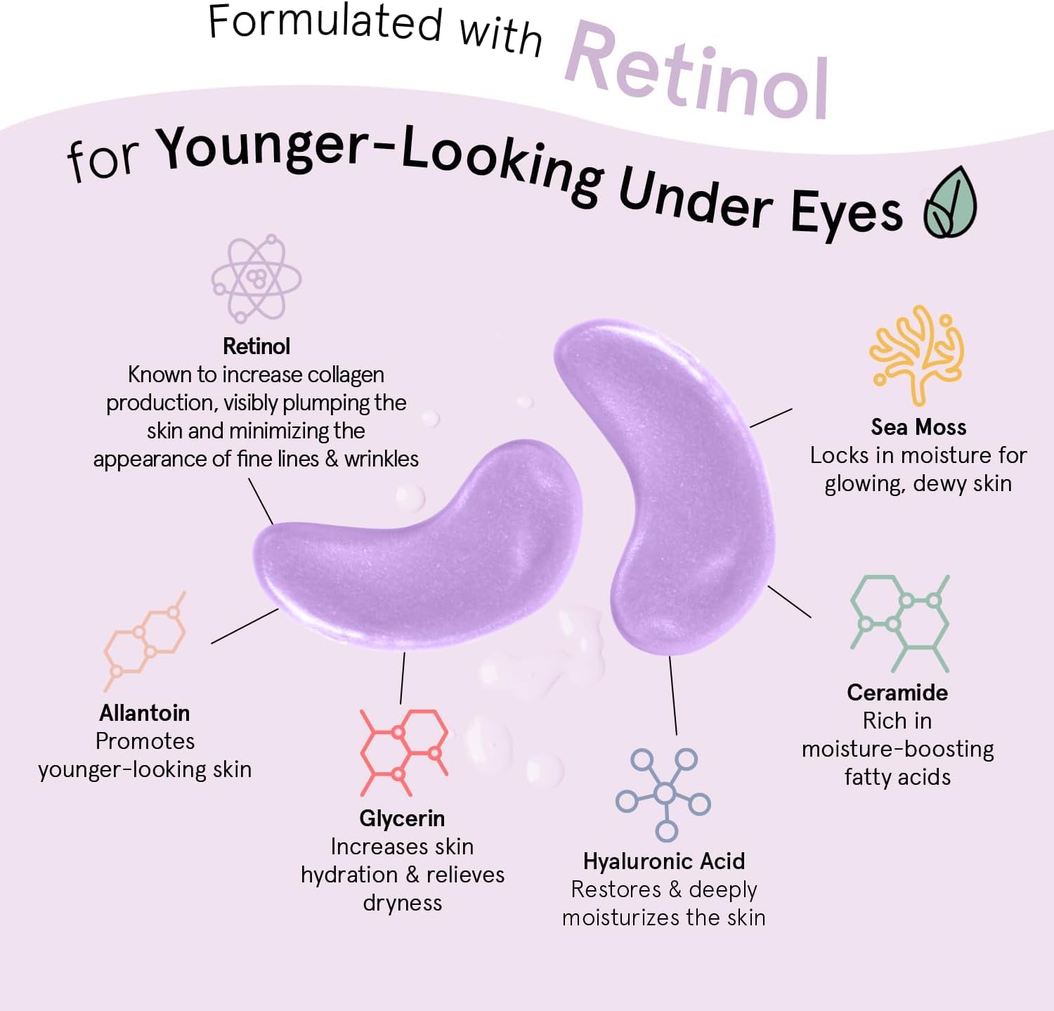 grace &amp; stella Under Eye Masks for Dark Circles (Purple, 24 Pairs) - Gel Eye Mask with Retinol - Restoring Under Eye Patches for Puffy Eyes and Dark Circles - Vegan Cruelty-Free