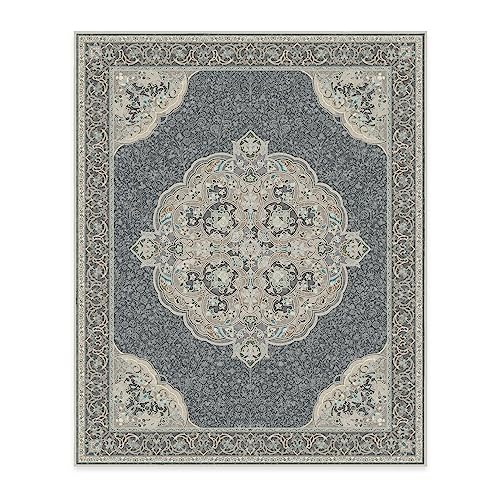 RUGGABLE Disney Traditional Mickey Mouse Washable Rug - Perfect Area Rug for Nursery Playroom Kids Room - Pet &amp; Child Friendly - Stain &amp; Water Resistant - Damask Grey 3&