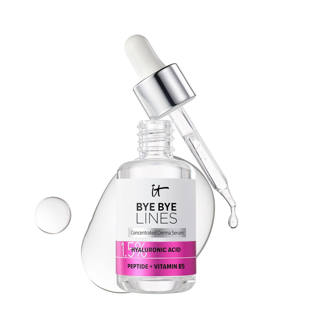 IT Cosmetics Hyaluronic Acid Serum Visibly Plumps Skin &amp; Smooths Lines In 2 Weeks - With Peptide + Vitamin B5 - Vegan Formula - 1 fl oz