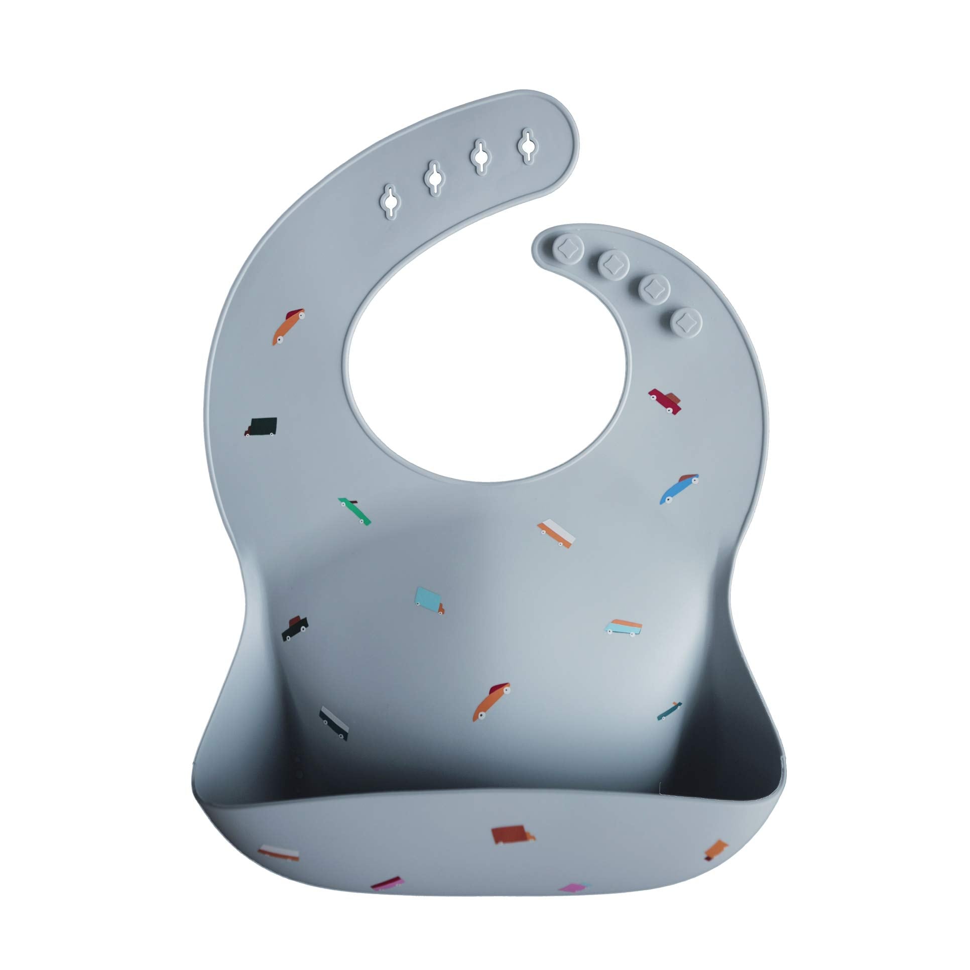 mushie Silicone Baby Bib | Adjustable Fit Waterproof Bibs (Whales)