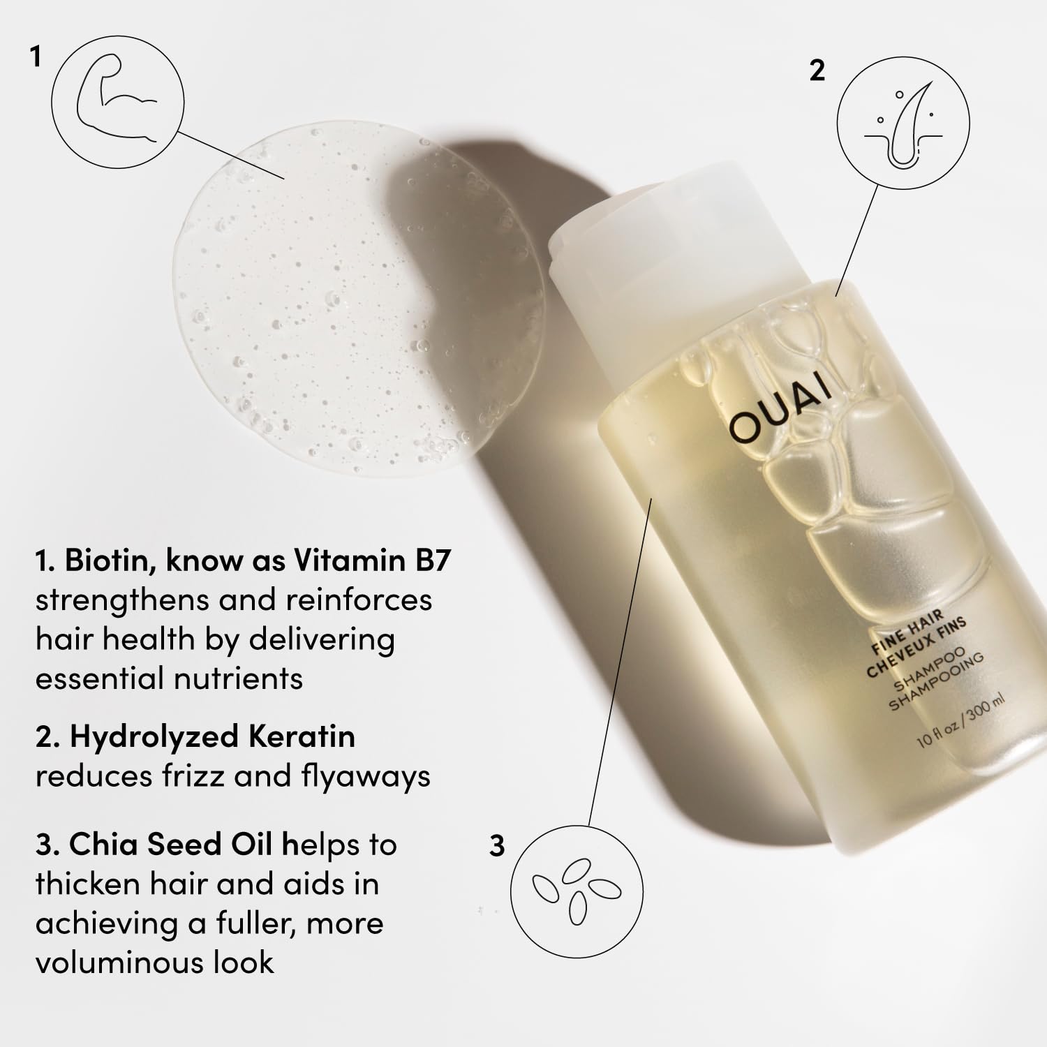 OUAI Fine Shampoo and Conditioner Set - Sulfate Free Shampoo and Conditioner for Fine Hair - Made with Keratin, Marshmallow Root, Shea Butter &amp; Avocado Oil - Free of Parabens &amp; Phthalates (10 Fl Oz)