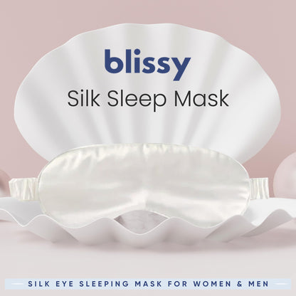 Blissy Silk Sleep Mask - Silk Eye Sleeping Mask for Women &amp; Men for Total Blackout - Silk Eye Mask - 100% Pure Mulberry Silk, 22 Momme 6a Fibers - Blindfold Silk Sleep Mask Side Sleeper Eye Cover