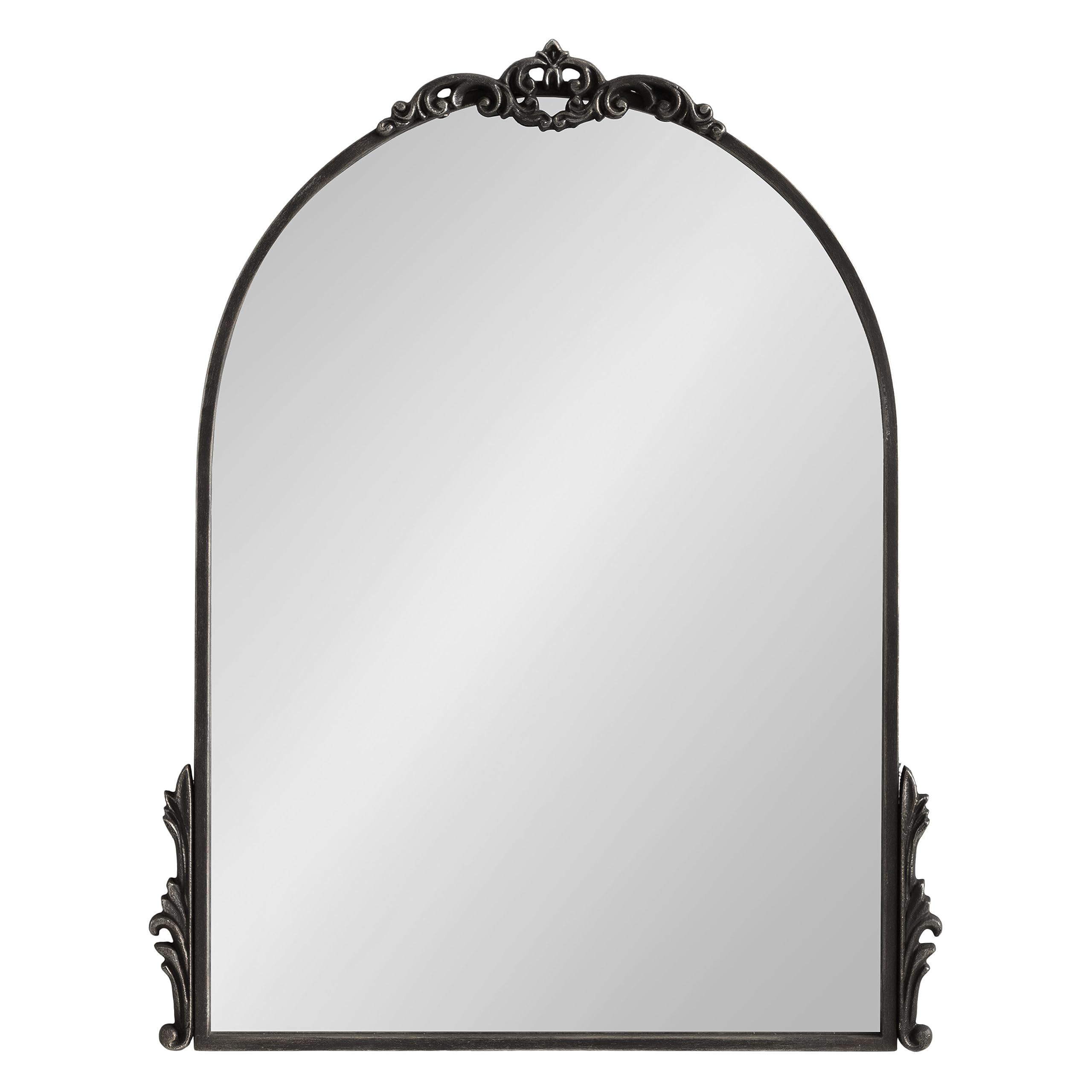Kate and Laurel Myrcelle Traditional Arched Mirror, 25 x 33, Gold, Decorative Large Arch Mirror with Ornate Garland Detailing Along The Crown and Edges of The Frame