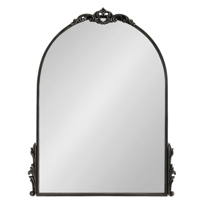 Kate and Laurel Myrcelle Traditional Arched Mirror, 25 x 33, Gold, Decorative Large Arch Mirror with Ornate Garland Detailing Along The Crown and Edges of The Frame