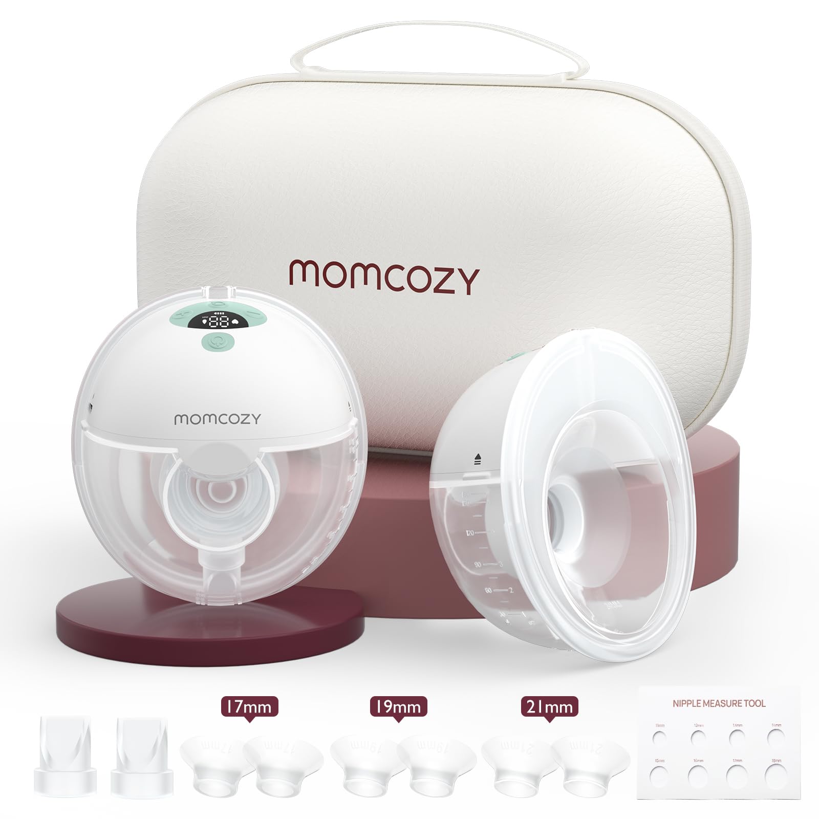 Momcozy Breast Pump Hands Free M5, Wearable Breast Pump of Baby Mouth Double-Sealed Flange with 3 Modes &amp; 9 Levels, Electric Breast Pump Portable - 24mm, 2 Pack Mint