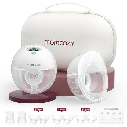 Momcozy Breast Pump Hands Free M5, Wearable Breast Pump of Baby Mouth Double-Sealed Flange with 3 Modes &amp; 9 Levels, Electric Breast Pump Portable - 24mm, 2 Pack Mint